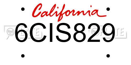 6CIS829 California License Plate