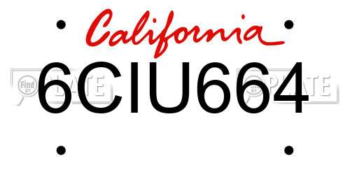 6CIU664 California License Plate