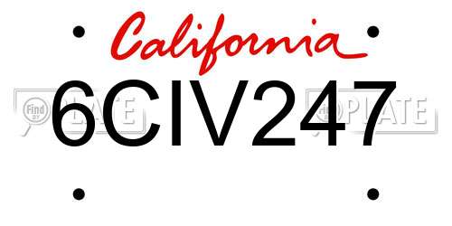 6CIV247 California License Plate