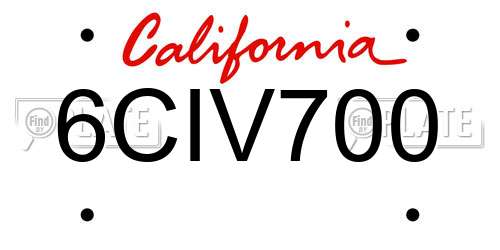 6CIV700 California License Plate