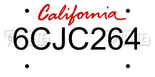 6CJC264 California License Plate
