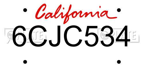 6CJC534 California License Plate