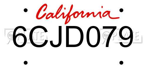 6CJD079 California License Plate