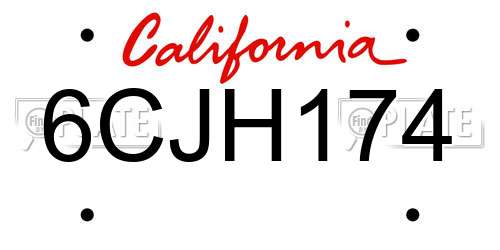 6CJH174 California License Plate
