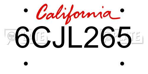 6CJL265 California License Plate