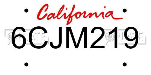 6CJM219 California License Plate