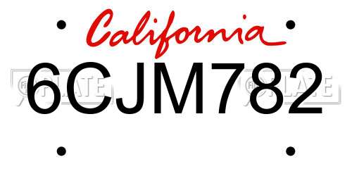 6CJM782 California License Plate