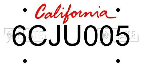 6CJU005 California License Plate