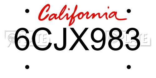 6CJX983 California License Plate
