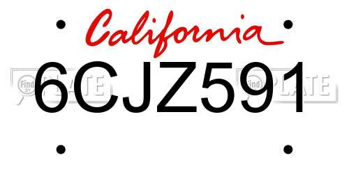 6CJZ591 California License Plate