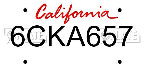 6CKA657 California License Plate