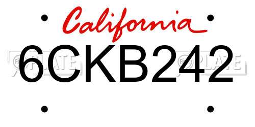 6CKB242 California License Plate