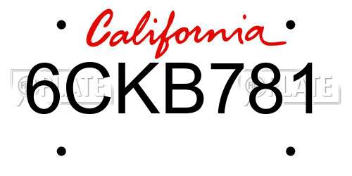 6CKB781 California License Plate