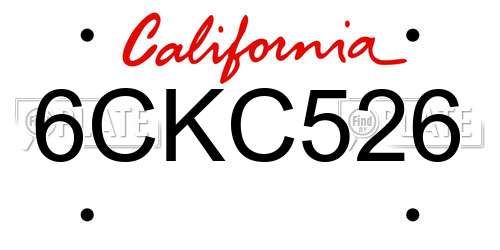 6CKC526 California License Plate