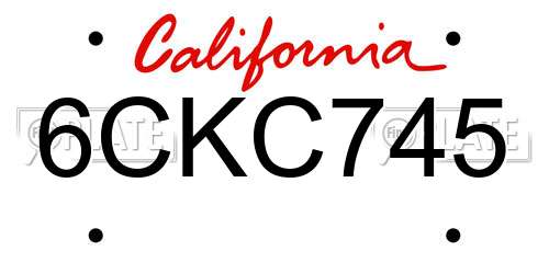 6CKC745 California License Plate