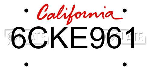 6CKE961 California License Plate