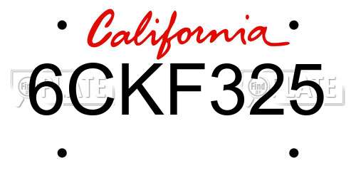 6CKF325 California License Plate