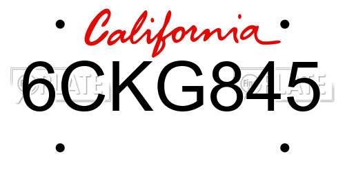 6CKG845 California License Plate