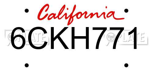 6CKH771 California License Plate