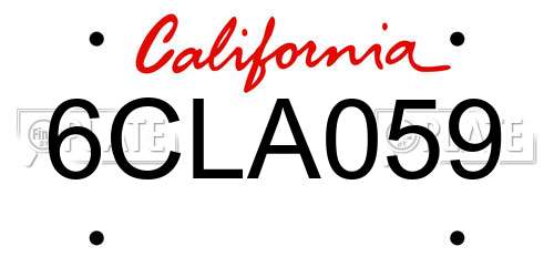 6CLA059 California License Plate