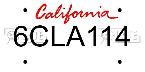 6CLA114 California License Plate