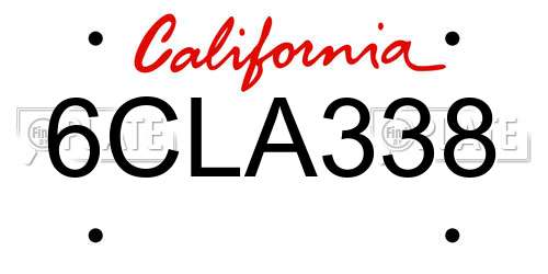 6CLA338 California License Plate