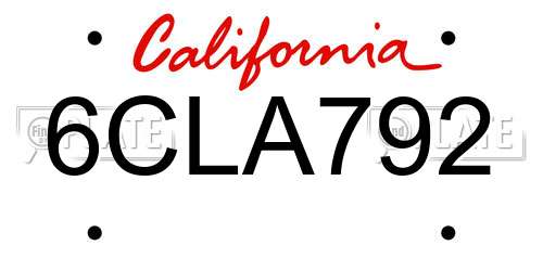 6CLA792 California License Plate