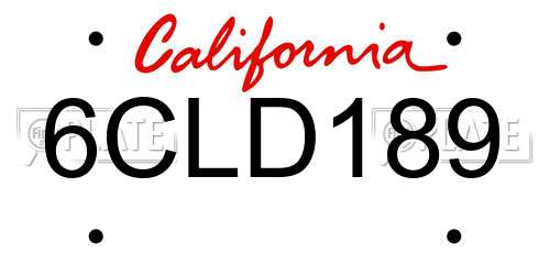 6CLD189 California License Plate
