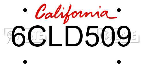 6CLD509 California License Plate