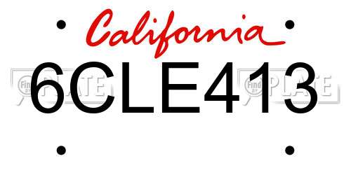 6CLE413 California License Plate