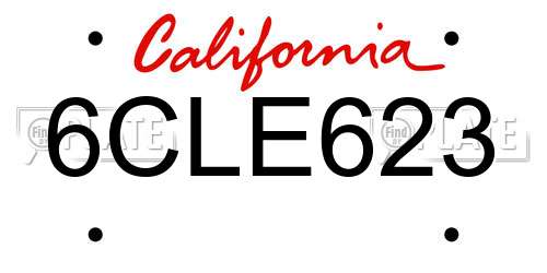 6CLE623 California License Plate