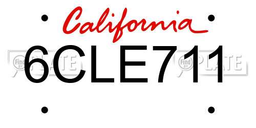 6CLE711 California License Plate