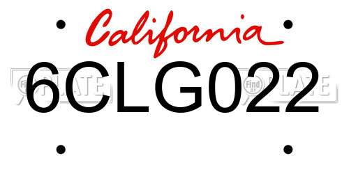6CLG022 California License Plate