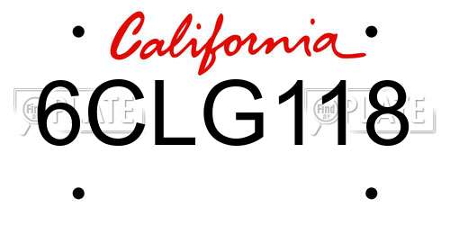 6CLG118 California License Plate