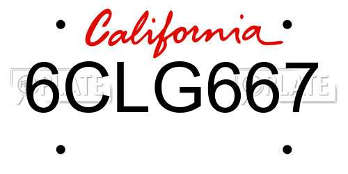 6CLG667 California License Plate