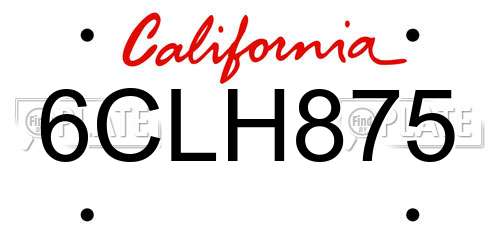 6CLH875 California License Plate