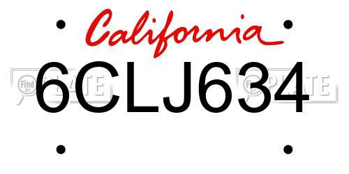 6CLJ634 California License Plate