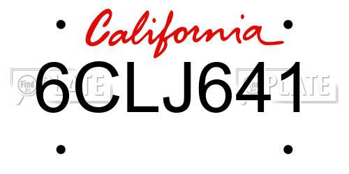 6CLJ641 California License Plate