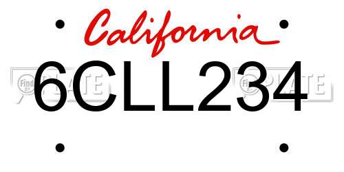 6CLL234 California License Plate