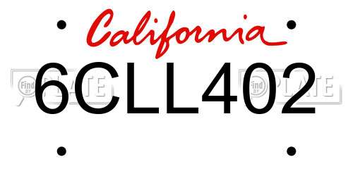 6CLL402 California License Plate