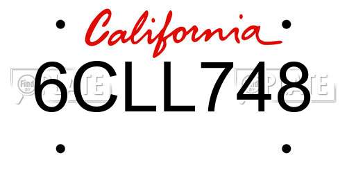 6CLL748 California License Plate