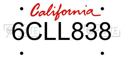 6CLL838 California License Plate