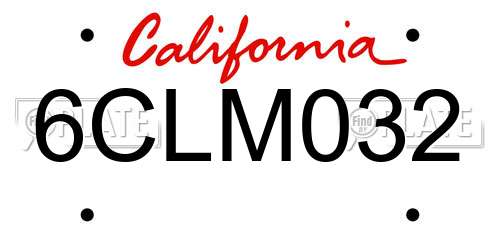 6CLM032 California License Plate