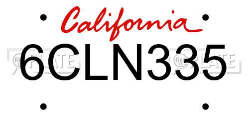6CLN335 California License Plate