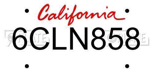 6CLN858 California License Plate