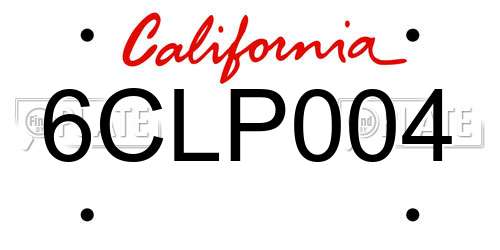 6CLP004 California License Plate