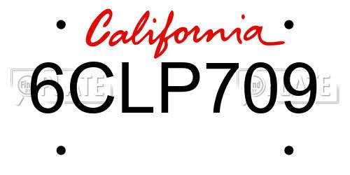 6CLP709 California License Plate