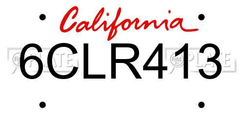 6CLR413 California License Plate