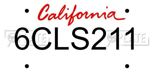 6CLS211 California License Plate