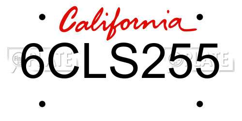 6CLS255 California License Plate